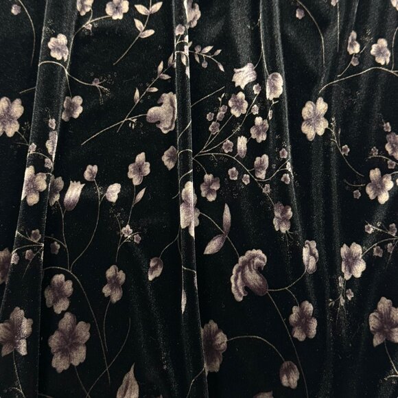 Vintage 90s Whimsigoth Velvet Maxi Dress Sz M Black Floral Witchy Goth Boho - Picture 11 of 13